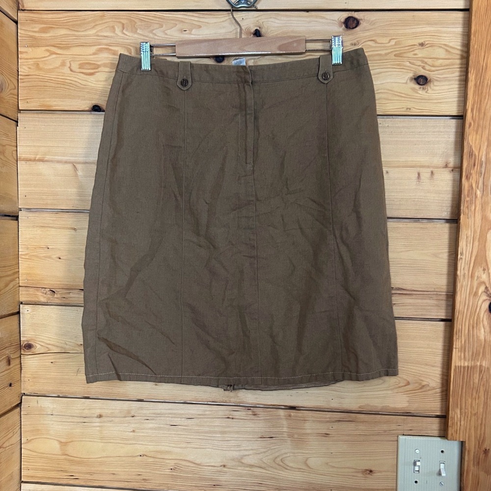 Vintage Linen Skirt Womens Size 16 Extra Large Brown A Line Liz Claiborne 90s